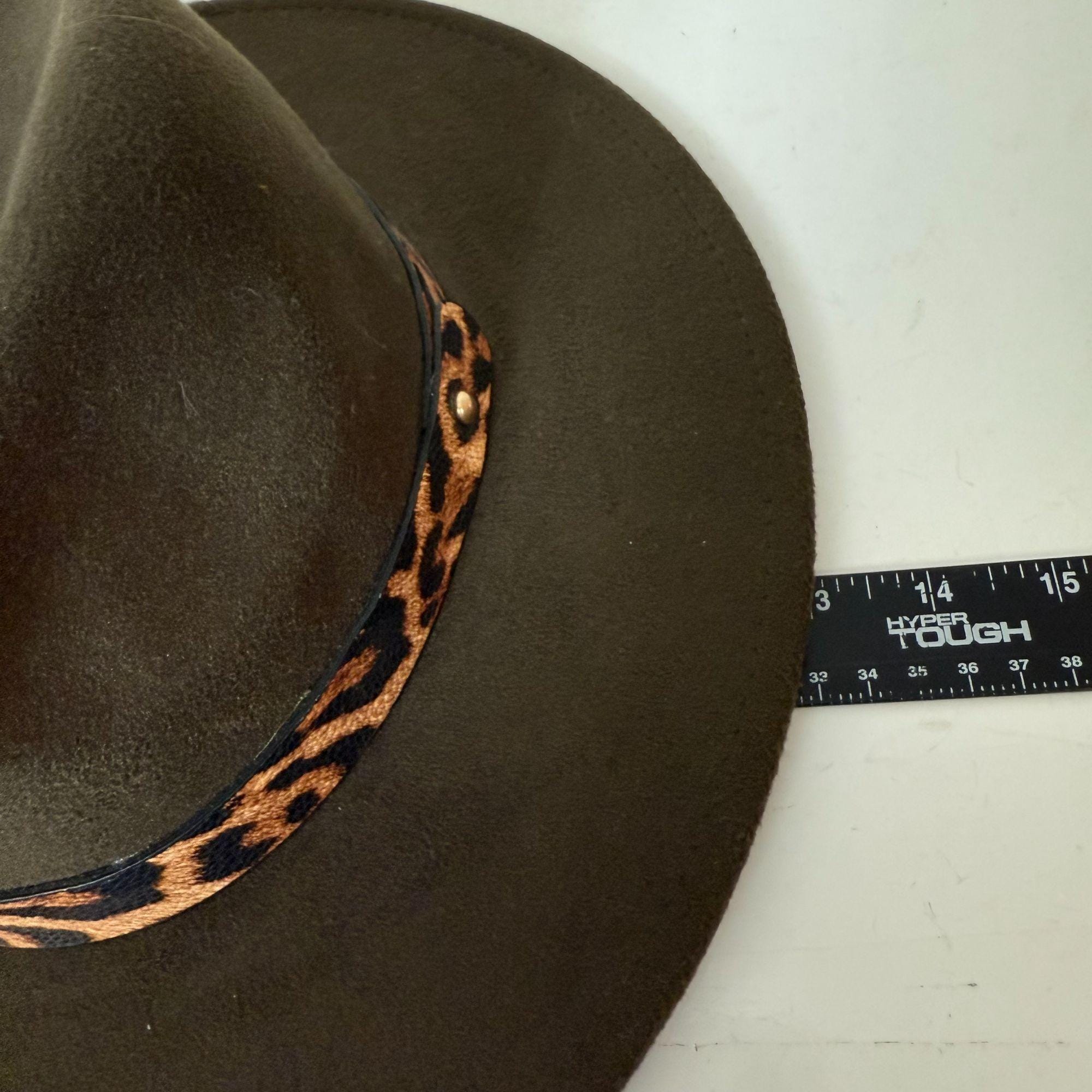 COG New York Brown Rancher Hat With Leopard Band, Wide Brim  display picture 1