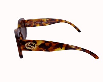Gucci Womens Tortoise Shell Square Sunglasses VTG Brown Lens  display picture 3