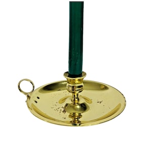 Baldwin Solid Brass Maid Chamberstick Candlestick Candle Holder Vintage Patina Taper Holder