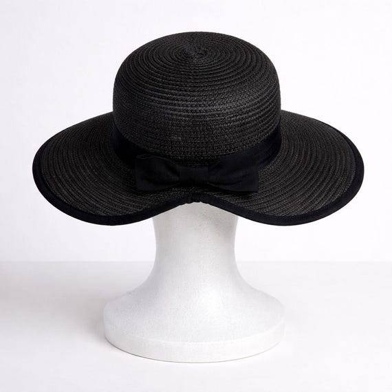 VTG 50s Derby Hat Black Straw Cloche Church Elegant Minimalist Chic VTG 1950s Church Hat - Etsy main image 4