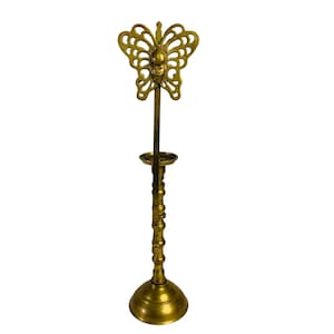 Asian Brass Butterfly Candle Holder 19&quot; Swivel Arm Home Decor Courtesans Brothel