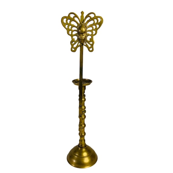 Asian Brass Butterfly Candle Holder 19