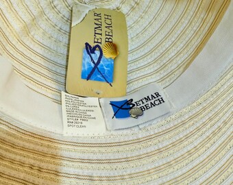 Betmar Beach Wide Brim Sun Hat Ivory UPF 50 Floppy Vintage  display picture 2
