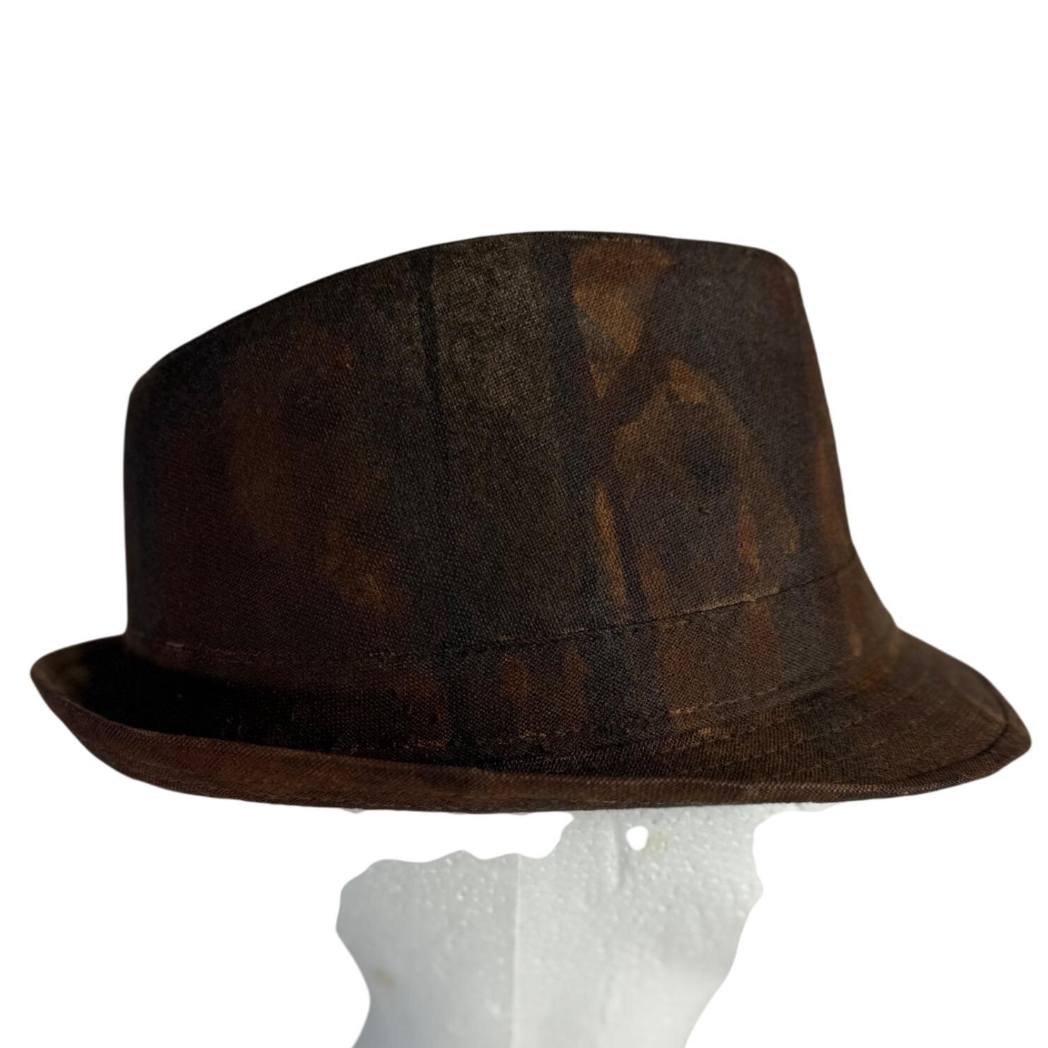 Distressed Y2K Fedora Brown Camo Floral Accent Steampunk  display picture 1