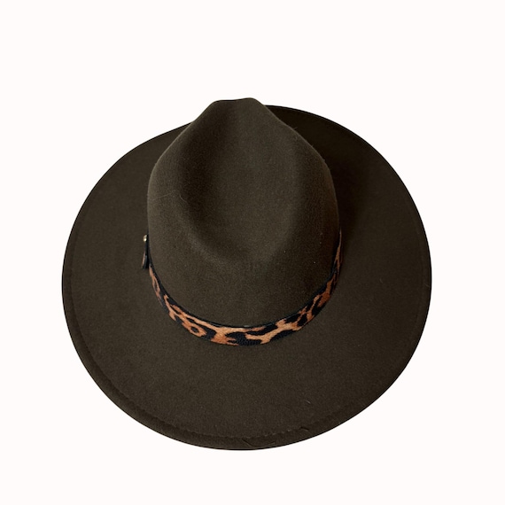 COG New York Brown Rancher Hat With Leopard Band, Wide Brim  display picture 3