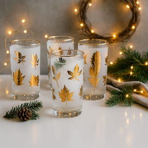 Vintage Libbey Golden Foliage Highball Gläser: MCM Barware 4er Set
