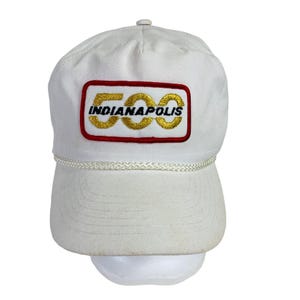 VTG Indianapolis 500 Baseball Cap Anniversary Rope Strapback Hat White Gold Logo Racing Speedway Retro 80s