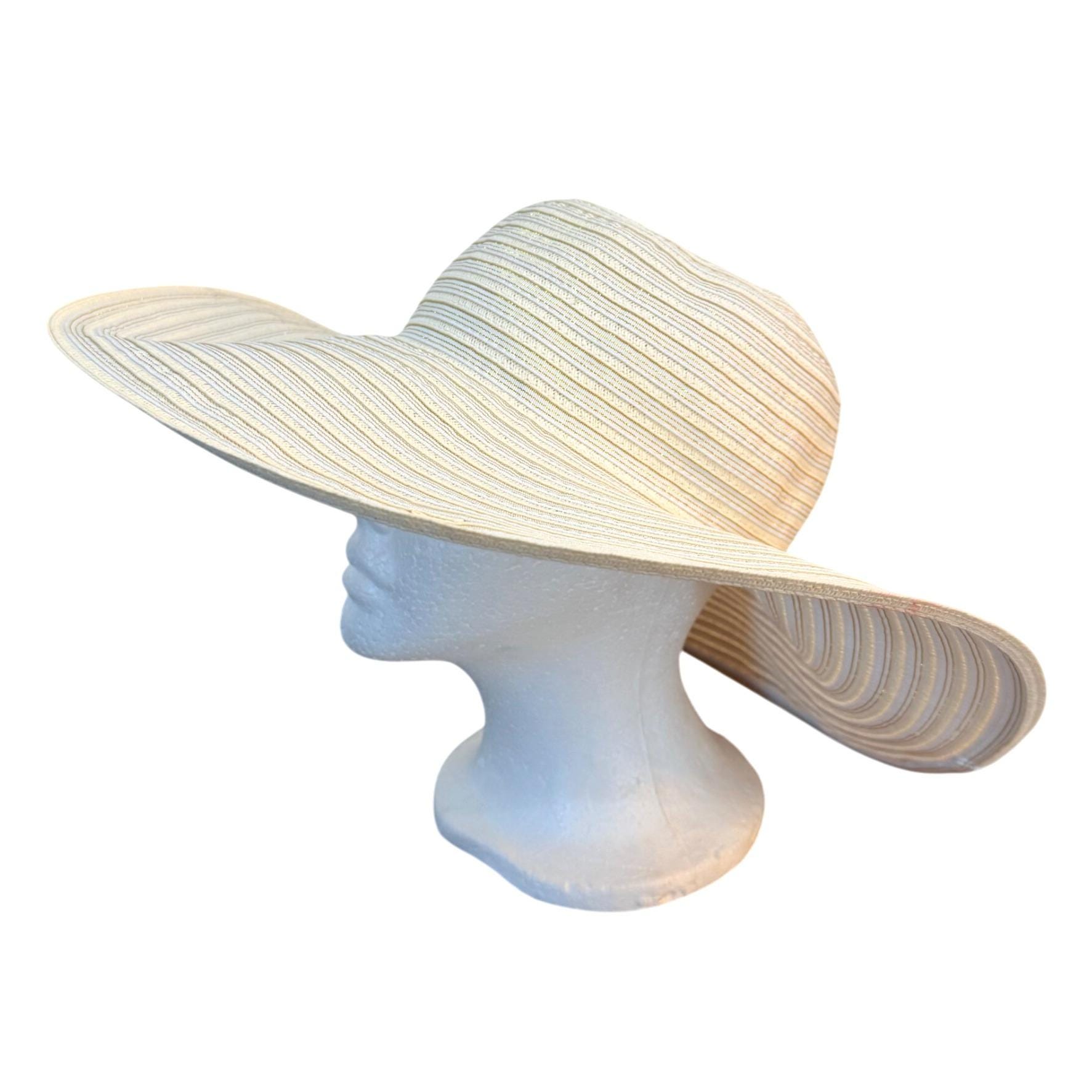 Betmar Beach Wide Brim Sun Hat Ivory UPF 50 Floppy Vintage  display picture 3