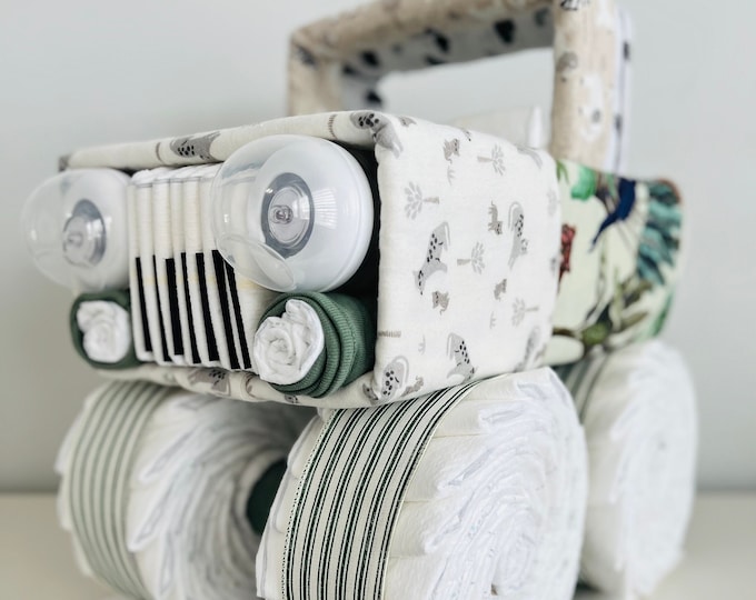 Jungle Safari Diaper Jeep Baby Shower Gift, Safari Diaper Jeep, 4x4