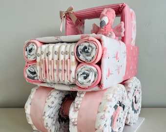 Flamingo Diaper Jeep, Aloha Baby, Flamingo Diaper Cake Jeep, Girl Baby Shower Gift, 4x4 Jeep Cake, Tropical Diaper Truck, Pink Coral