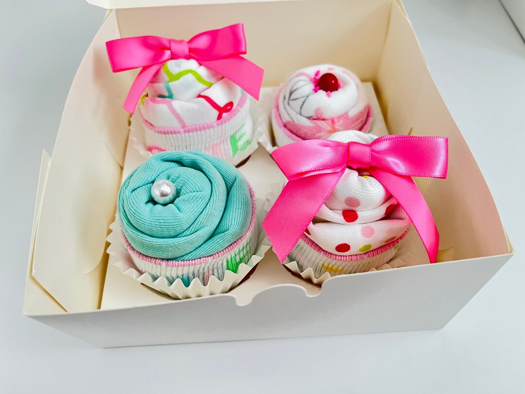 Onesie Cupcakes Girl Baby Shower Gift, Baby Girl Donut Onesies Cupcake Box, Cute Pregnancy Gift
