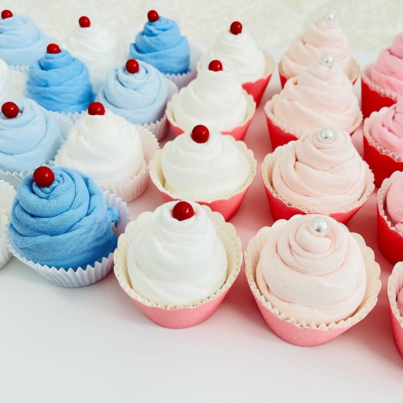 Washcloth Cupcakes Baby Shower Gender Reveal Dessert Table Etsy