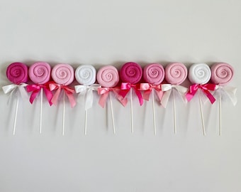 Washcloth Lollipops Pink Ombré Baby Shower Gender Reveal Dessert Table Sweet Treats Baby Shower Gift Diaper Cakes Baby Girl Bath Gift Set