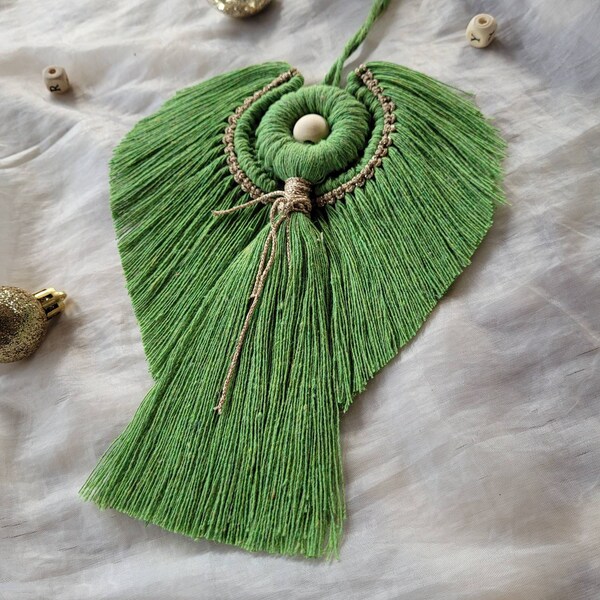 Ange macramé vert | Décoration macramé à suspendre