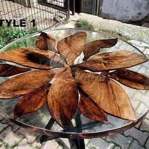 Round Epoxy Table,Round sofa Table, Side center table top Live Edge Walnut Table, Custom Order, CLEAR Epoxy Resin River Table, Natural Wood