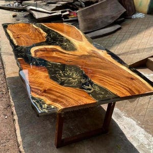 Custom Epoxy Resin Table – Live Edge Slab Tabletop – Modern Home Decor – Dining, Coffee, Office Furniture ,Live Edge Wood Dining Table