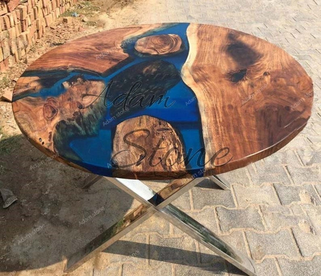 Round Epoxy Table, Round Sofa Table, Side Center Tabletop, Live Edge Walnut Table, Custom Order