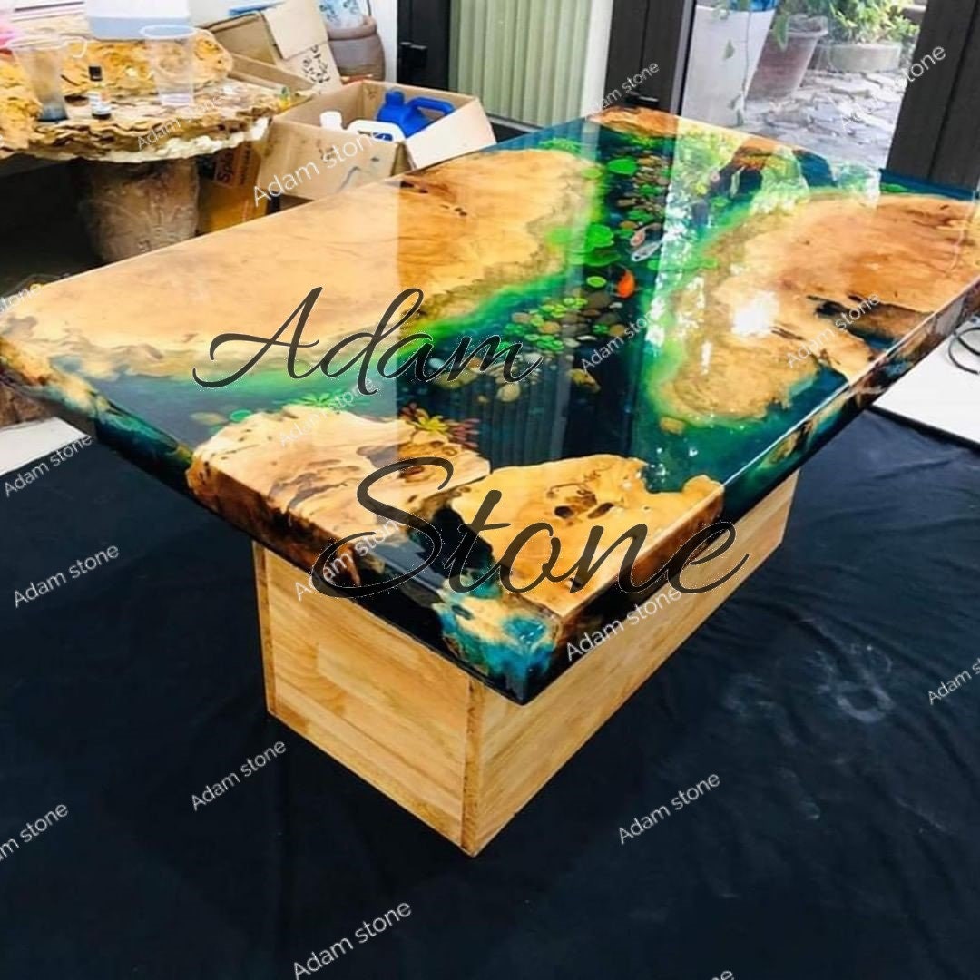 Custom Epoxy Resin Table – Live Edge Slab Tabletop – Modern Home