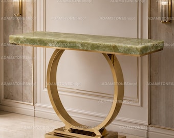 Green Onyx Console Table Natural Green Onyx Console Table |Modern Statement Furniture Luxury Hallway Accent Table Foyer & Entryway Decor