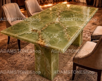 Luxury Green Onyx Dining Table Modern Marble Dining Table Handmade Green Onyx Dining Table Modern Luxury Marble Table Green Onyx DiningTable