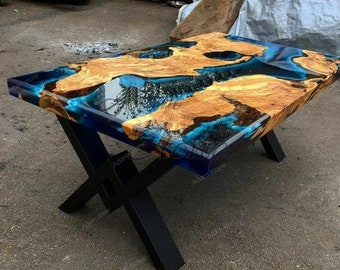 Epoxy Table, Wood Epoxy Dining Room Table Resin River Table, Epoxy Dining Table, Epoxy Resin Table Wood Resin Table, Epoxy Wood Dining Table