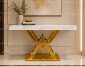 Luxury White Marble Console Table Designer Marble Console Table Handmade Marble Console Table Elegant Entryway Marble Console Table |