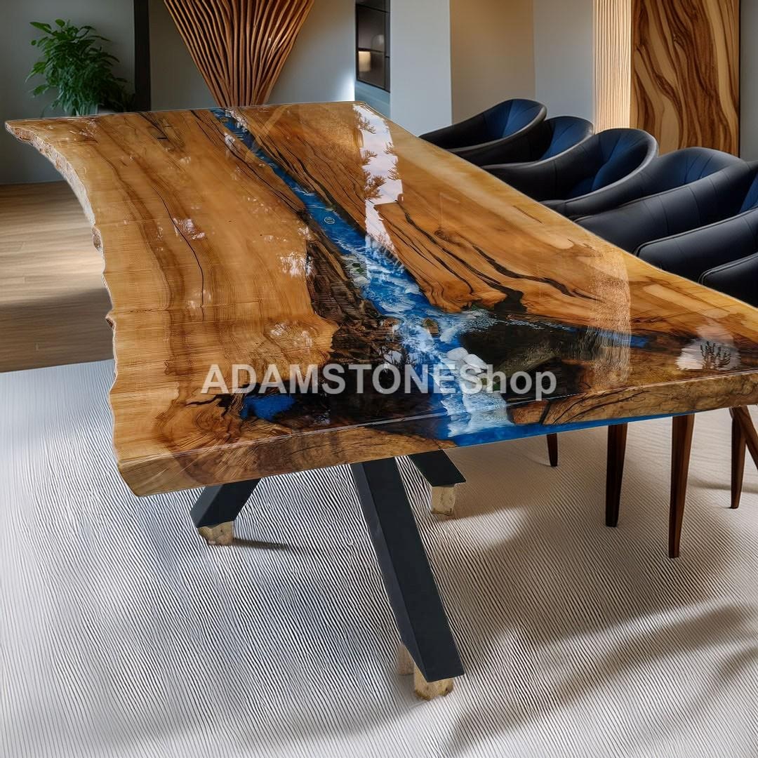 Handmade Epoxy Resin River Table – Live Edge Wooden Dining / Office ...