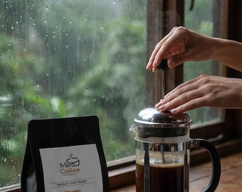 Organic Rainforest Coffee: Medium-Dark Roast, Chocolate Caramel Notes