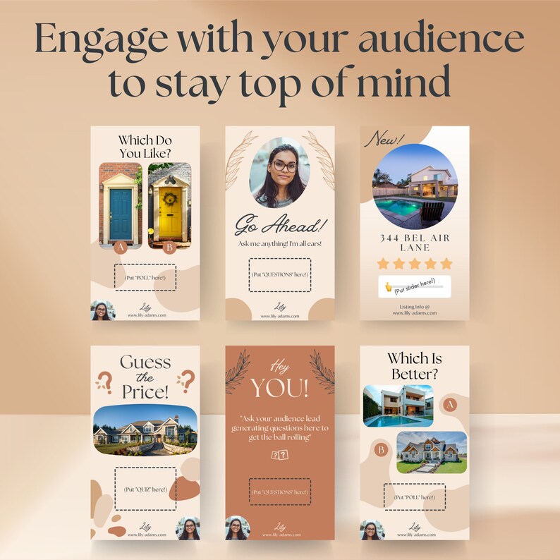 Real Estate Agent Social Media Essentials Canva Pack, Branding Bundle, Realtor Marketing, Warm Style, Customizable Templates, Lily Edition image 8