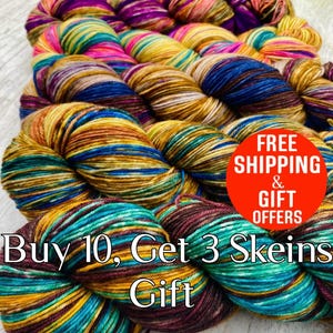 Superwash Hand Dyed Soft Wool Sock Yarn, Hand Dyeing Twin Skeins Fingering Sock Natura Yarn, Knitting Crochet Sock fiber, 437 Yard 3,5 o