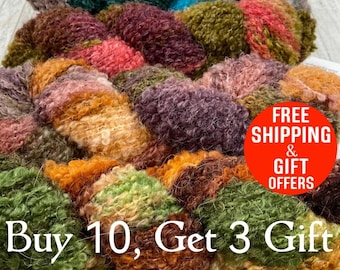 Hand Dyed Alpaca Boucle Yarn: Worsted Weight Merino Wool Blend