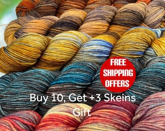 Dk Hand Dyed Soft Crochet Knitting Merino Wool Yarn, 3 DK Weight Hand Dyed Superwash High Quality Merino Natura Skein Yarn, 3.52oz300 yd