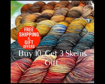 Dk Hand Dyed Soft Crochet Knitting Merino Wool Yarn, 3 DK Weight Hand Dyed Superwash High Quality Merino Natura Skein Yarn, 3.52oz300 yd
