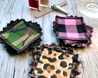 6 Removedor de esmalte de uñas reutilizable de algodón - Movimiento zero waste - almohadillas quitaclavas lavables - Vida sostenible - movimiento zero waste