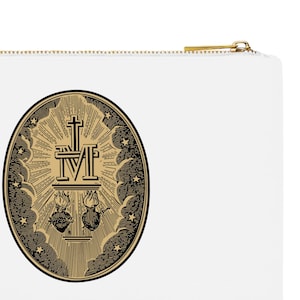 LRG Miraculous Medal GOLD, Sacred Heart, Immaculate Heart, Catholic Cosmetic Bag