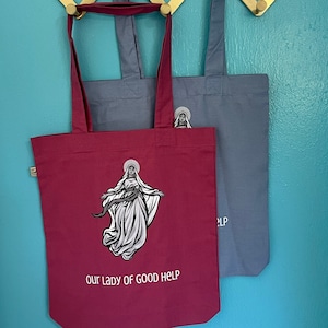 Our Lady of Good Help, Our Lady of Champion, Baritus Catholic, Virgin Mary tote bag