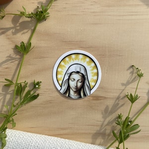 Our Lady of Champion, Our Lady of Good Help, Queen of Heaven, Catholic, Virgin Mary Die Cut Vinyl Stickers 2 Inch Peel & Stick