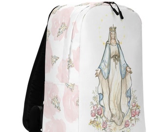 Queen of Heaven, Roses, Virgin Mary, Catholic, Minimalist Backpack
