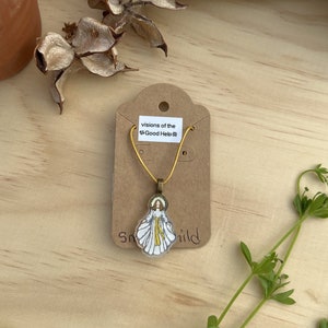 Handmade Our Lady of Champion, Our Lady of Good Help, Catholic Paper Goods, Virgin Mary Acrylic Charm Necklace