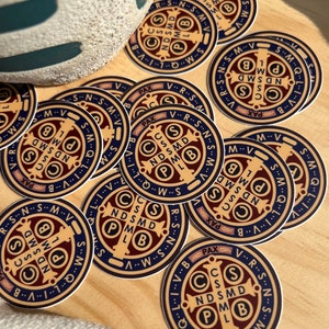 Sticker cercle médaille Saint-Benoît 1,75 pouces, saint Benoît, saint patron, sticker catholique traditionnel