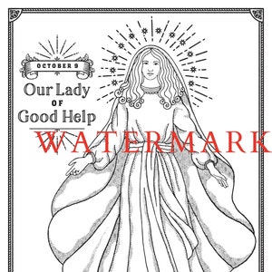 PRINTABLE Our Lady of Good Help, Catholic Paper Goods, Marian Apparition, Virgin Mary, Catholic COLORING PAGE