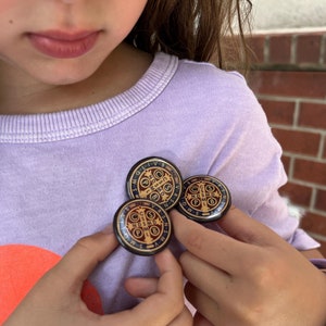 St. Benedict Medal Button, 1.25 INCH Catholic Button
