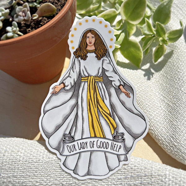 Our Lady of Good Help, Our Lady of Champion, Catholic Virgin Mary, Die Cut Vinyl Stickers 4 Inch Peel & Stick