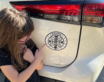 6 IN St. Benedict Medal Car Decal, Catholic bumper sticker, Catholic Sticker