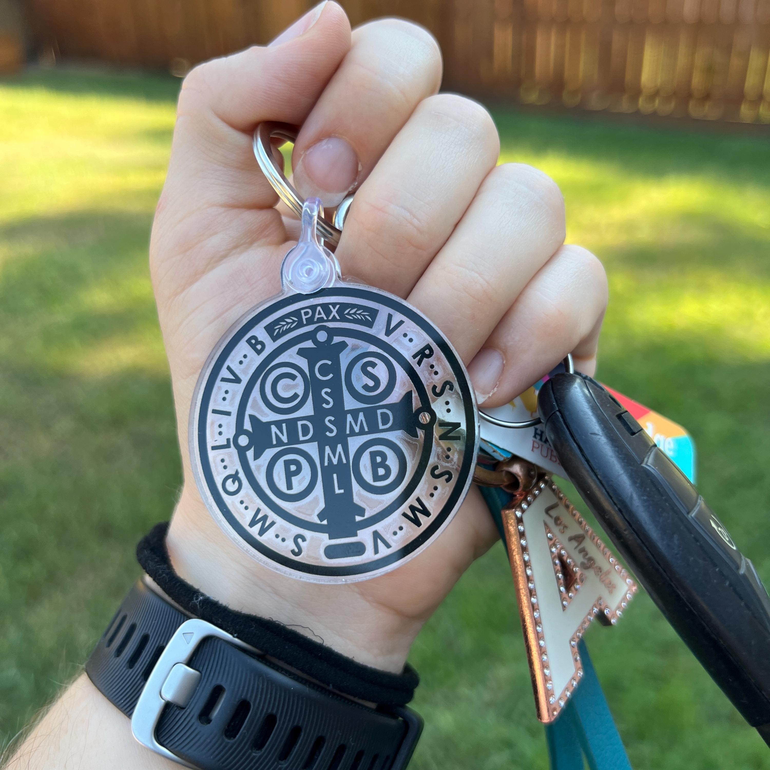 WENTIYA Catholic Keychain - St Christopher, St Michael, St Benedict & Milagrosa Medal Cross Key Ring - View #14