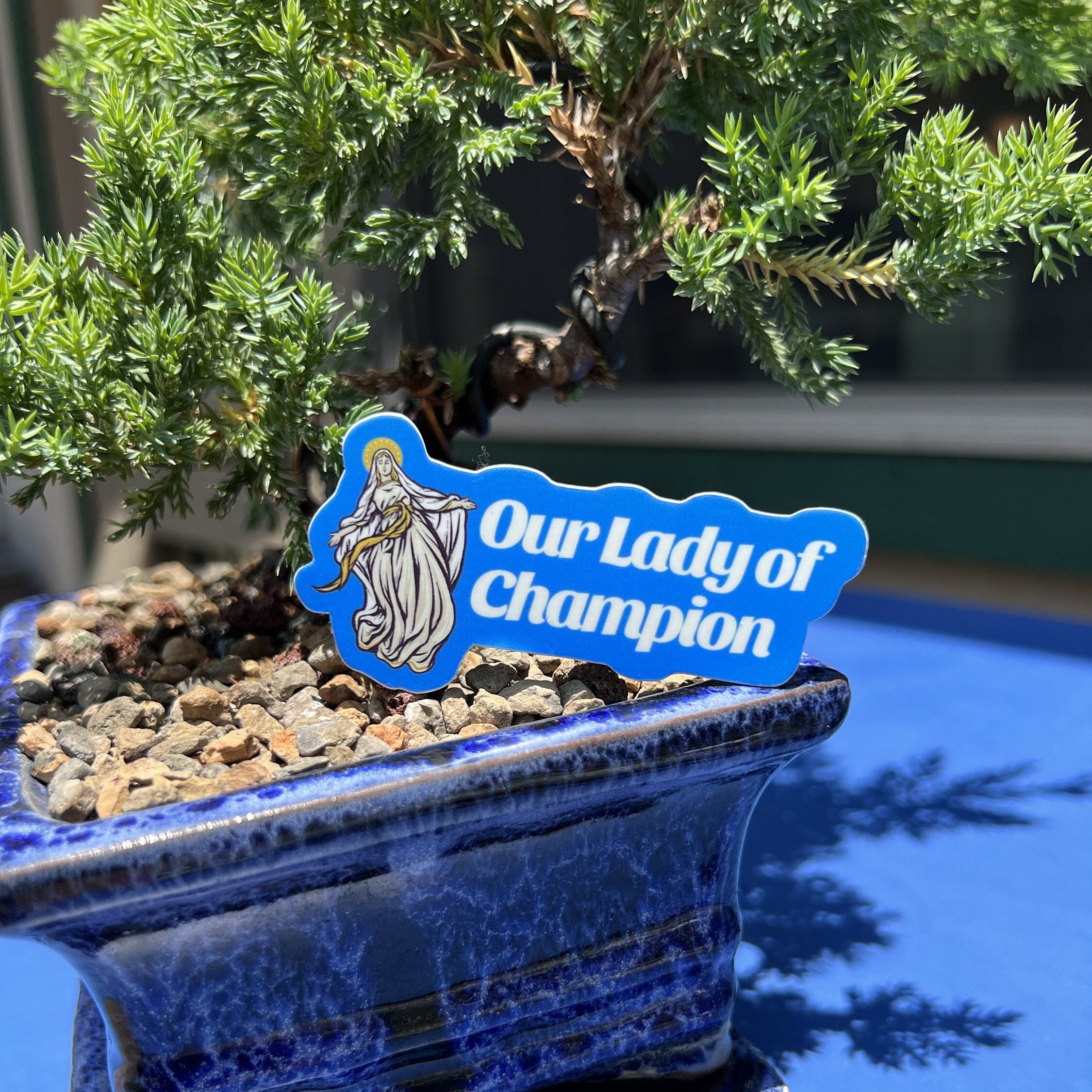Our Lady of Champion (Good Help) Die Cut 3INCH vinyl sticker, peel and sticker