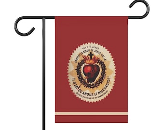 Vintage Sacred Heart Garden Flag, Catholic Yard Decoration, Catholic Yard Decoration
