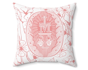 Miraculous Medal, Virgin Mary, Catholic, Spun Polyester Square Pillow
