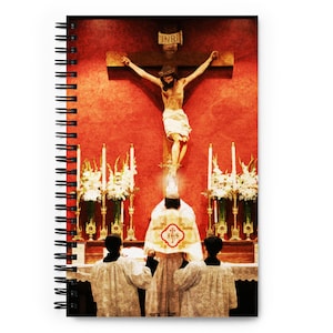 The Mass, Latin Mass, Catholic Mass, First Communion Spiral notebook