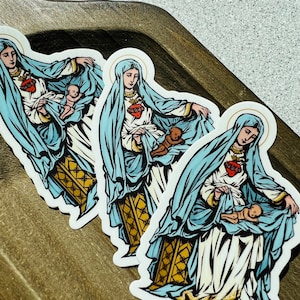 Baby loss Memento, 3 Skin Tones, Miscarriage keepsake, Stillbirth Memorial, Virgin Mary, Pro-life, Catholic 3 INCH die cut sticker